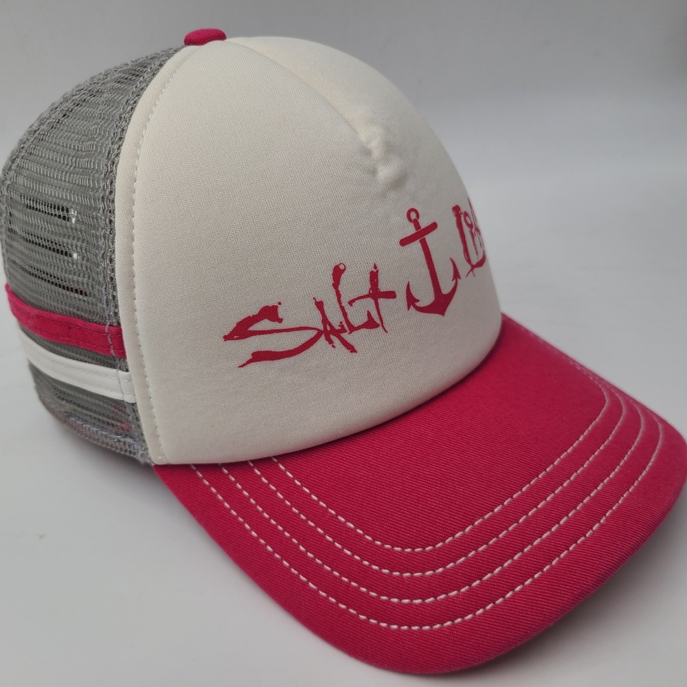 Women Salt Life Hat Snapback Trucker Mesh‎ Pink White Gray Anchor Beach Stripes